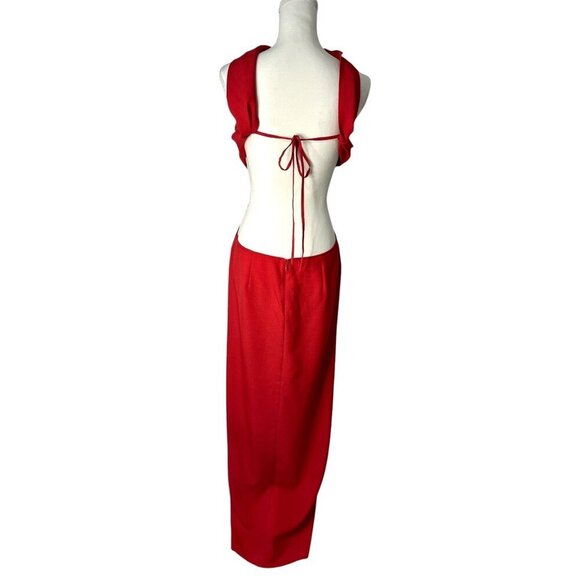 Cult Gaia Cody Gown in Amanita Luxe Twill In Red Large New Womens Maxi Dress - Picture 5 of 16